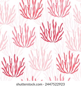 Cute marine seamless pattern in cartoon style. Illustration of coral in flat design.
