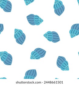 Cute marine seamless pattern in cartoon style. Pattern with seashells in flat design.
