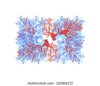 Cute marine vector background . Beautiful corals. Coral reef frame. 