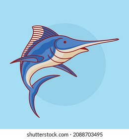 Cute marlin fish cartoon icon vector illustration