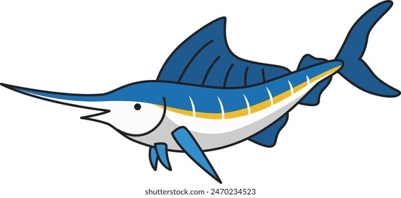 Cute marlin fish vector illustration