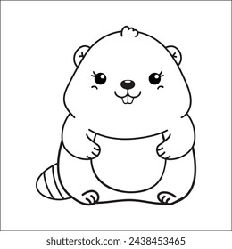 
cute marmot coloring page vector illustration