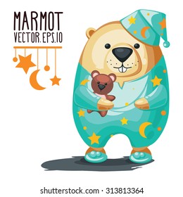 Cute marmot.
Vector illustration.