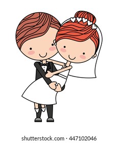 cute Married couple isolated icon design, vector illustration  graphic 