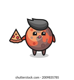 cute mars cartoon eating pizza , cute style design for t shirt, sticker, logo element
