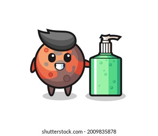cute mars cartoon with hand sanitizer , cute style design for t shirt, sticker, logo element