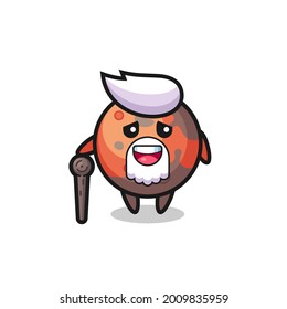 cute mars grandpa is holding a stick , cute style design for t shirt, sticker, logo element