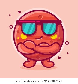 cute Mars planet character mascot with cool expression isolated cartoon in flat style design