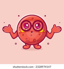 süßes Mars-Planet-Charaktermaskott mit verwirrtem Ausdruck, einzelne Cartoon in flachem Design