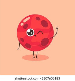 Cute mars say hi simple isolated vector image