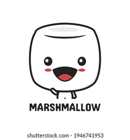 cute marshmallow cartoon character template. suitable for use as logo, packaging brand, card etc.