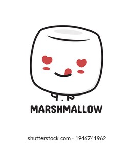 cute marshmallow cartoon character template. suitable for use as logo, packaging brand, card etc.