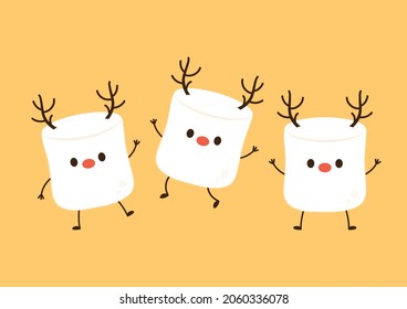 Cute marshmallow cartoon character. Marshmallow vector.