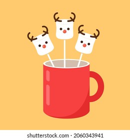 Cute marshmallow cartoon character. Marshmallow vector.