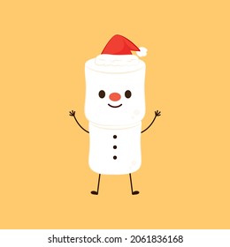 Cute marshmallow cartoon character. Marshmallow vector.