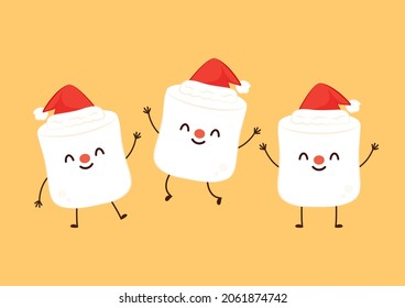 Cute marshmallow cartoon character. Marshmallow vector.