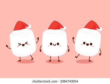 Cute marshmallow cartoon character. Marshmallow vector. Merry Christmas.