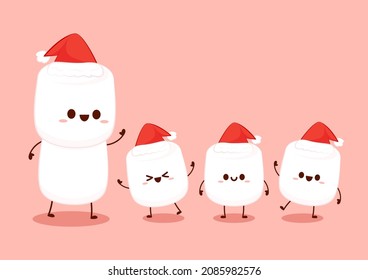 Cute marshmallow cartoon character. Marshmallow vector. Merry Christmas.