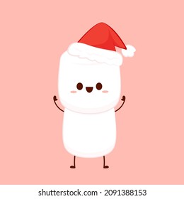 Cute marshmallow cartoon character. Marshmallow vector. Merry Christmas.
