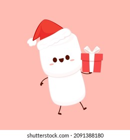 Cute marshmallow cartoon character. Marshmallow vector. Merry Christmas.