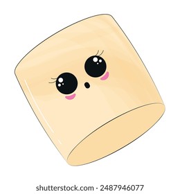 Cute marshmallow character cartoon Vector illustration