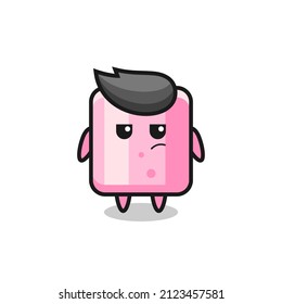 cute marshmallow character with suspicious expression , cute style design for t shirt, sticker, logo element