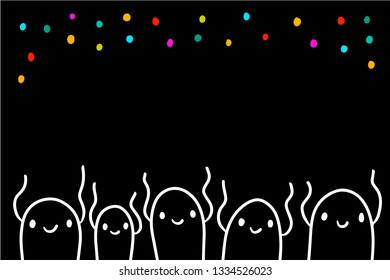 Cute marshmallow company on a festival hand drawn illustration cartoon minimalism
