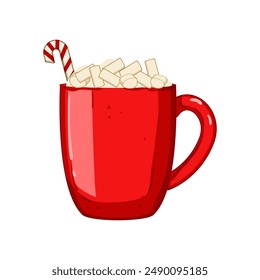 cute marshmallow cup cartoon. food red, milk holiday, funny home cute marshmallow cup sign. isolated symbol vector illustration