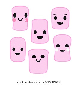 Cute Marshmallow funny faces kawai set