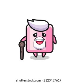 cute marshmallow grandpa is holding a stick , cute style design for t shirt, sticker, logo element