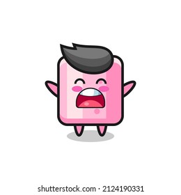 cute marshmallow mascot with a yawn expression , cute style design for t shirt, sticker, logo element