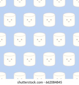 Cute marshmallow. Seamless vector pattern