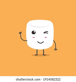 Cute Marshmallow With Thumbs Up Mascot Character Design