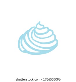 Cute marshmallows shells cream hand drawn print blue