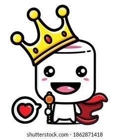 cute marshmallows wearing a king's crown