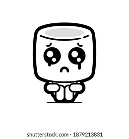 Cute Marsmallows Criying Icon Emoticon Sticker