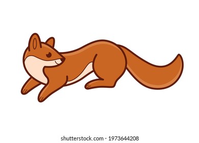Cute marten - cartoon animal character. Vector illustration in flat style isolated on white background.