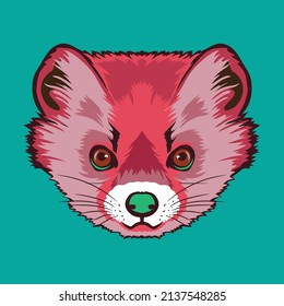 Cute Marten face vector illustration in decorative style, perfect for kids tshirt design and mascot logo