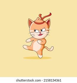 Cute martial cat kicking cartoon illustration