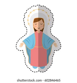 cute mary virgin icon vector illustration design