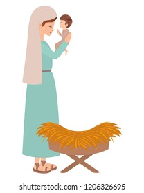cute mary virgin with jesus baby
