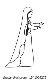 cute mary virgin manger characters vector illustration design