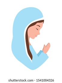 cute mary virgin manger characters vector illustration design