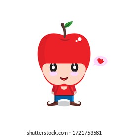 Cute Mascot Apple boy design vector.