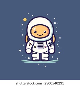 Cute mascot astronaut cartoon spaceman illustration