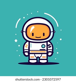 Cute mascot astronaut cartoon spaceman illustration