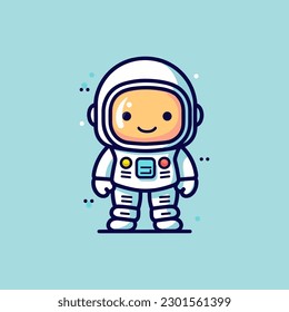 Cute mascot astronaut cartoon spaceman illustration