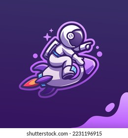 Ilustración del icono del vector de caricaturas del astronauta de la mascota Cute. Estilo de dibujo plano