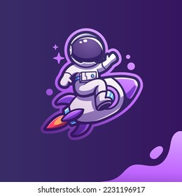 Ilustración del icono del vector de caricaturas del astronauta de la mascota Cute. Estilo de dibujo plano