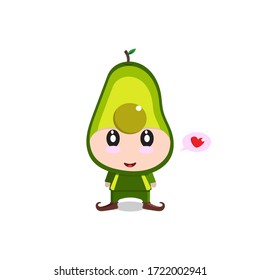 Cute mascot avocado character vector.